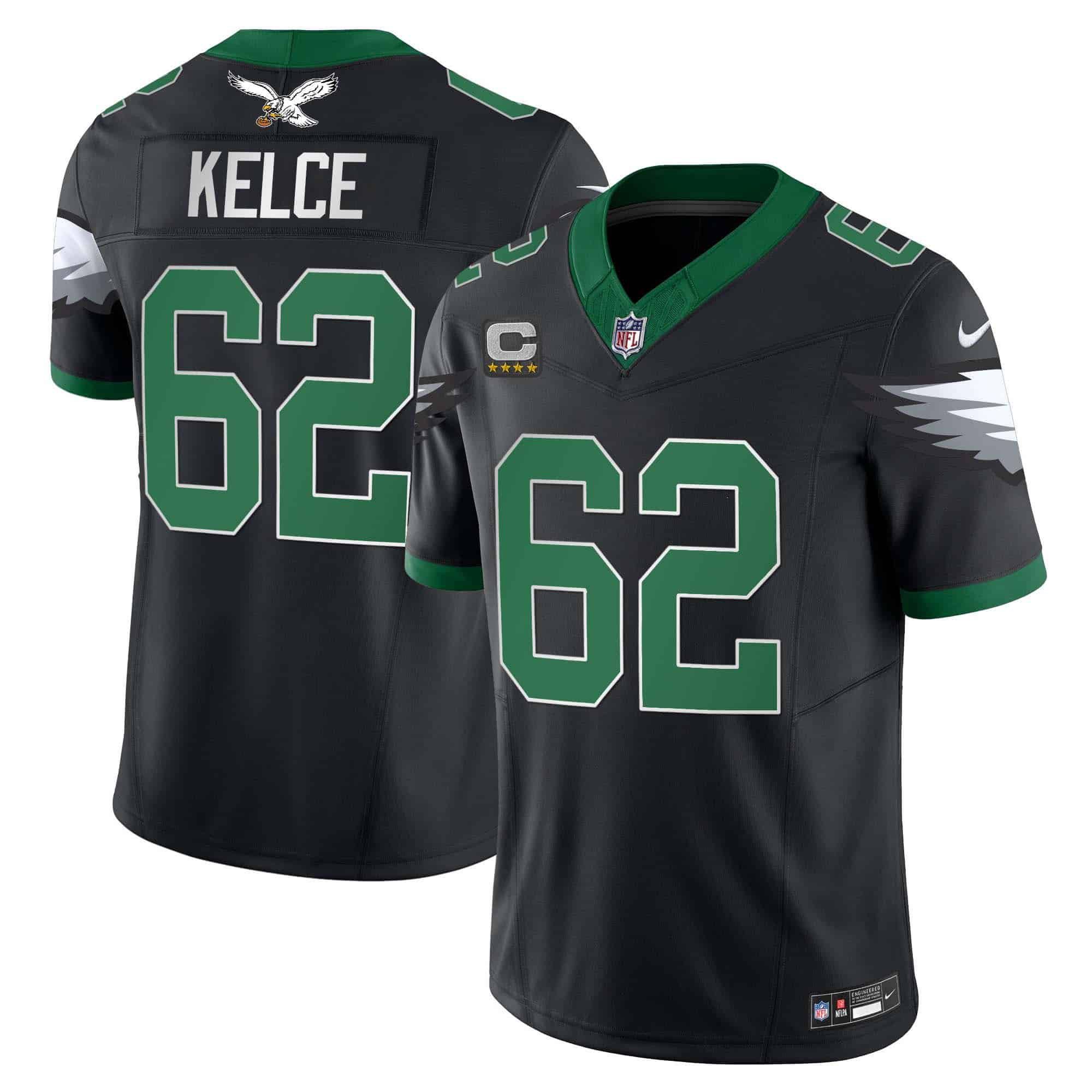 Men Philadelphia Eagles 62 Kelce Black 2024 Nike Vapor Limited NFL Jersey